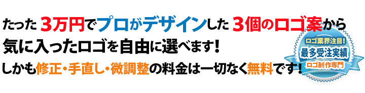 3万円でプロがデザインしたロゴ案から自由に選べます